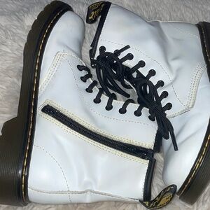 White Leather Lace-Up Boots